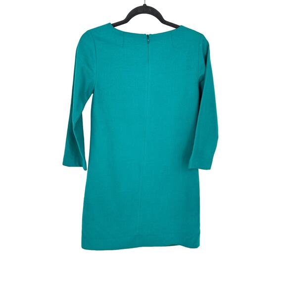 J. Crew Wool Blend Shift Knee Length Dress Teal Green Pockets Office Workwear 00 - Picture 2 of 11